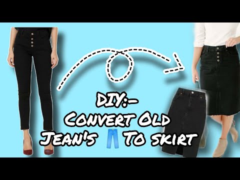 DIY: convert Old jeans into skirt in just 6minutes //Reuse your old jeans//best out of waste// DIY