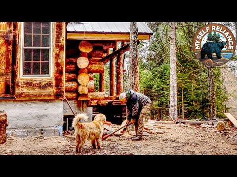 Laying out the Outdoor Kitchen and Digging the Footings, Moving the Lumber Mill Back to the Cabin