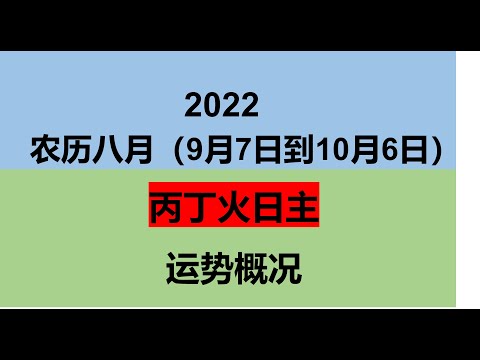 2022农历8月（9/7-10/6）丙丁火日主运势