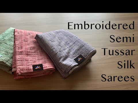 Detailed Video - Embroidered Semi Tussar Silk Sarees | Shop on www.fabk.in #fabksarees #sareelove