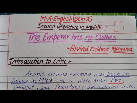 The Emperor has no clothes | A.K. Mehrotra | M.A.English Semester 3 | Indian Literature in English