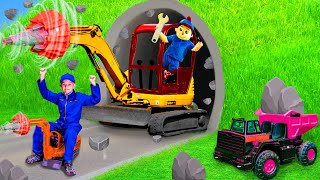 The Kids Play with a Real Excavator