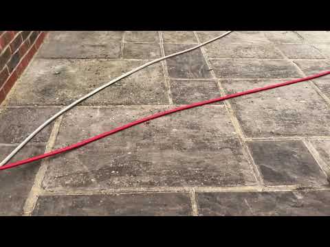 Natural stone patio cleaning and patio blackspot removal video demonstration with immaculate results