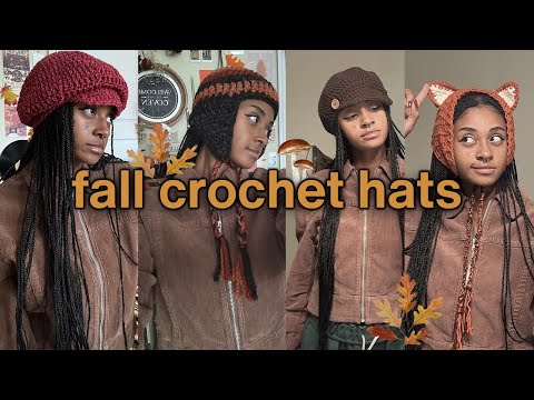 🍂  Fall Crochet Hats 🍂  | Newboy Cap , Tassel Beanie, Fox Ear-warmers / Bonnet | tutorial