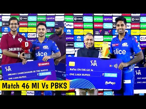 MI Vs PBKS Match 46 Award Ceremony ! IPl 2023 ! Mumbai Vs Punjab