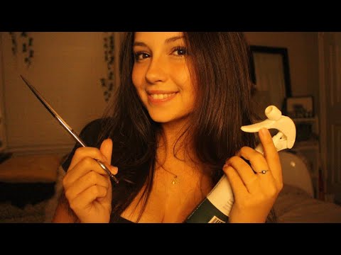 ASMR Hair Clinic and Hair Cut (soft spoken and whispering with slightly layered sounds)