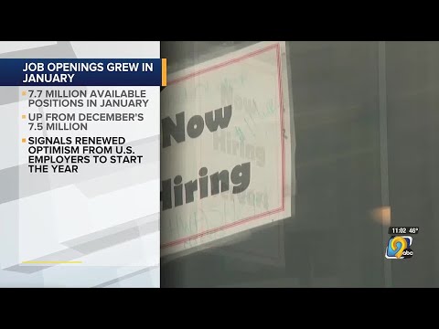 Job openings in the US grew in January