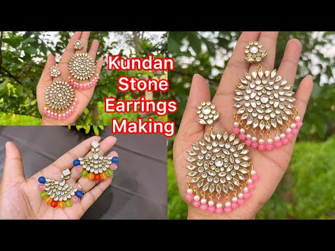 How to make Kundan Stone Earrings At Home | Kundan Jewellery Making | Diy by Kavita