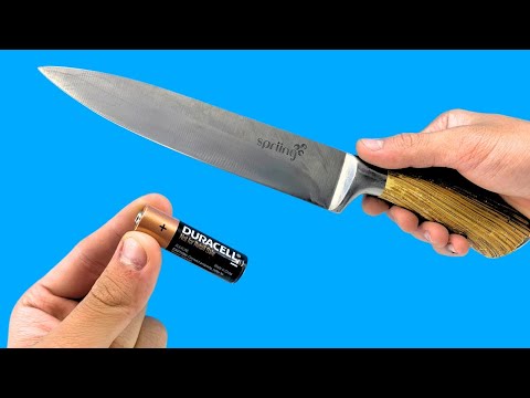 KNIFE Like Razor Sharp! Sharpen Any Knife in 1 Minute with an Old Battery