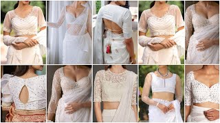 Latest White Blouse Designs For White Saree 2024 |🤍White Saree Blouse Design🤍White Net Blouse Design