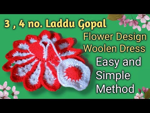 3, 4 no. Laddu Gopal Beautiful Design Woolen Dress