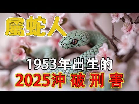 1953年出生的屬蛇人，是天生的福星，說到生肖，相信屬蛇人並不陌生，十二生肖屬蛇人存在著沖、破、刑、害等利害關係，這又預示著屬蛇人明年以後的發展，屬蛇人順應天時會通達富貴，預測2025生肖運勢【佛語】