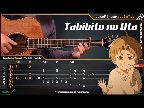 Mushoku Tensei: Jobless Reincarnation OP - Tabibito no Uta (Fingerstyle Guitar Cover | TAB Tutorial)