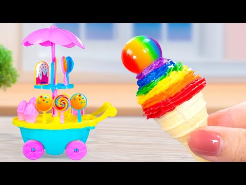 Miniature Rainbow Ice Cream 🍦 How To Make Rainbow Cake 🌈 Decorating Ideas 🍰Tiny Cakes