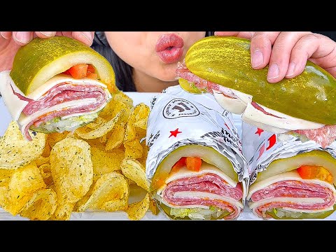 ASMR PICKLEWICH  & PICKLE CHIPS FROM JIMMY JOHNS | EATING SOUNDS | MUKBANG | ASMR Phan