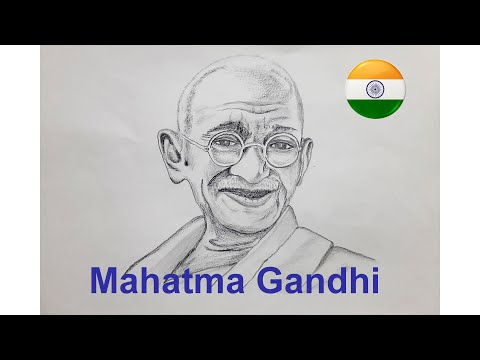 How to make Pencil Sketch of Mahatma Gandhi | Timelapse | Father of India