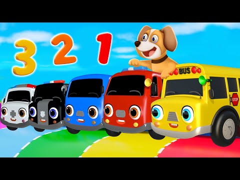 Five Little Babies Playground and Go Down Slide | Wheels on the Vehicle| Nursery Rhymes & Kids Songs