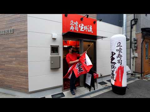 The chef at the cheapest sushi restaurant in Osaka is amazing!