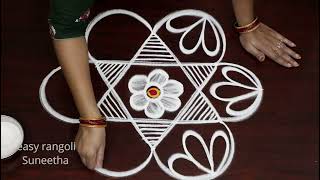 Beautiful Star rangoli & kolam designs with 3 dots🌸Easy muggulu