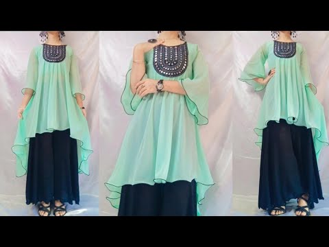 High-Low party wear frock cutting and Stitching/High low kurti cutting and Stitching/Diy frock