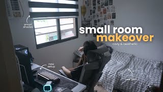 small room makeover | aesthetic and cozy 🌱 ☁️ (+ mini tour)