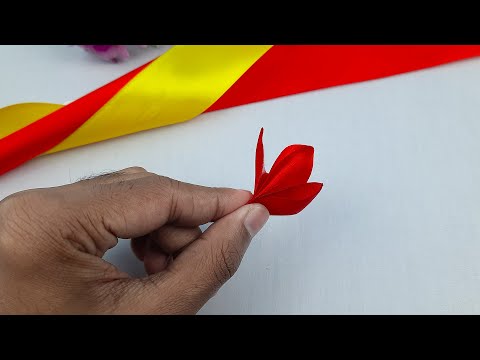 Satin ribbon flower making easy - Easy craft ideas for home decor