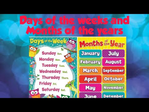 DAYS of the WEEK and MONTHS of the YEARS Monday, Tuesday, Wednesday, Thursday||