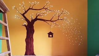 Wall painting tree | tree painting wall | wall tree painting design | aps asansol painter suraj