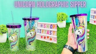 Unicorn Holographic Tumbler