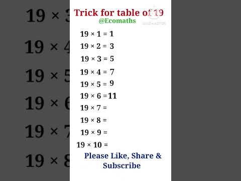 Trick for table of 19 #tricks #maths