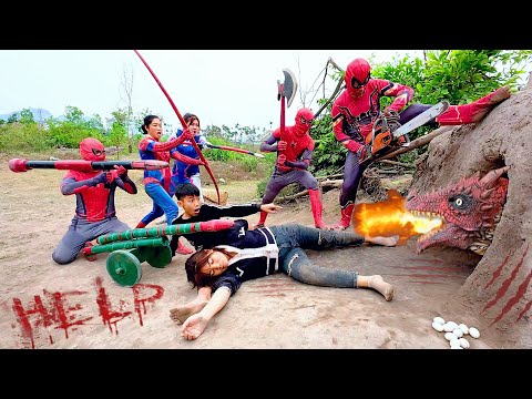 Crazy, the brave Spider-Man squad to destroy the ferocious fire dragon to save the girl