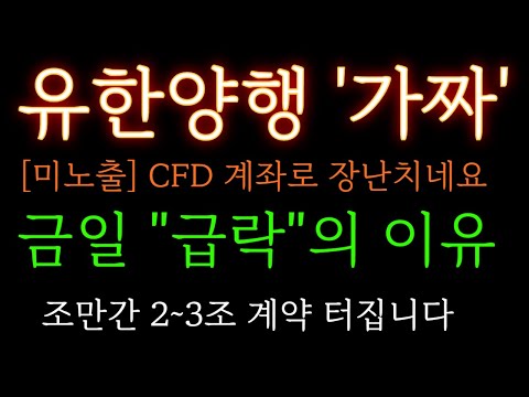 [유한양행 분석] 금일 급락의 이유 CFD 계좌로 장난치네요 호재를 앞둔 명백한 "장난" 주가 주가전망 목표가 대응방법