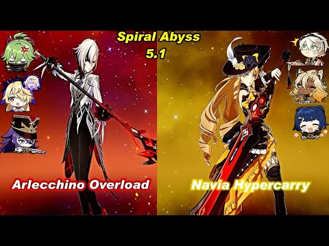 (5.1) C0 Arlecchino Overload & C0 Navia Hypercarry Spiral Abyss Floor 12 Full Star_F2P