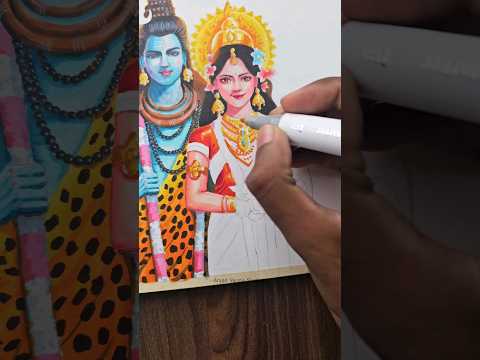 Shiva Parwati drawing 🔱: tutorial #shorts