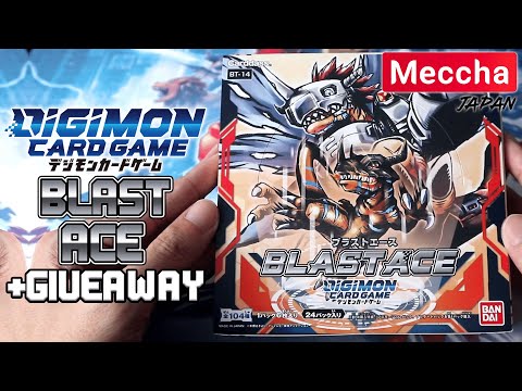 DIGIMON CARD GAME BT14 BLAST ACE Booster Box Opening + GIVEAWAY (Meccha Japan Collab)