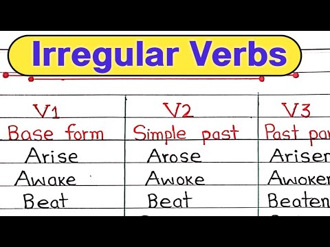 English Irregular verb forms || V1 base V2 simple past V3 past participle