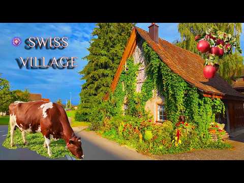 SWITZERLAND VILLAGE ✨ Riegel houses, animals and harvest / Swiss Country Walking tour 4K HDR