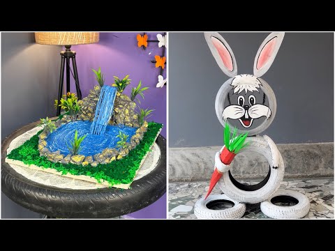 Creative DIY Crafts | Mini Waterfall Model & Adorable Tire Bunny