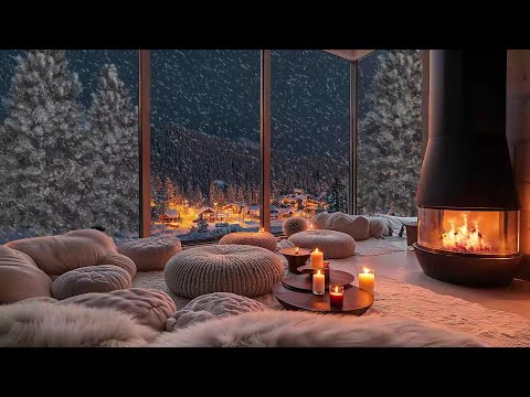 Peaceful Winter Cabin ❄️ Relaxing Jazz & Fireplace Ambience for Stress-Free Evenings