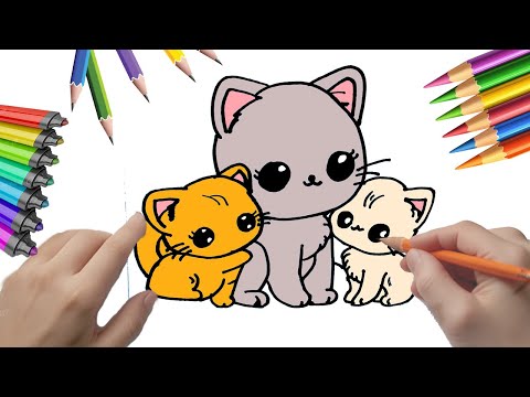 Dibujos de tres gatitos para colorear   #fundraw #peketona #gatos #gatitos