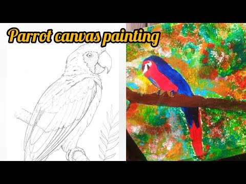 colorful aesthetic parrot painting||painting for home decor|| canvas painting||home decor ideas