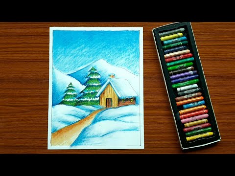 Winter season drawing easy and beautiful | Winter season drawing step by step