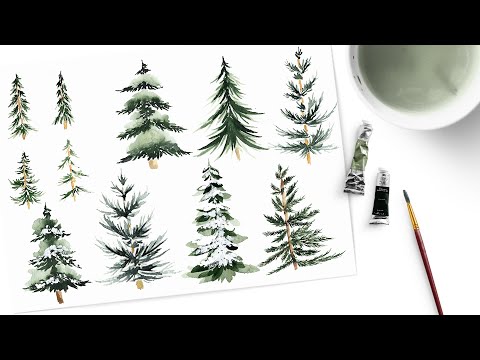 5 Easy Watercolor Christmas Trees | Beginner Tutorial