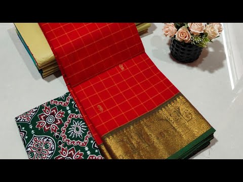 Kanchi Cotton korvai checks Jari Border sarees 900 only Whatsapp 9790271649 with Blouse 999