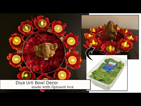 DIY Diya Urli Bowl Home Decor made with spinach box l Karthikai deepam Special with waste materials