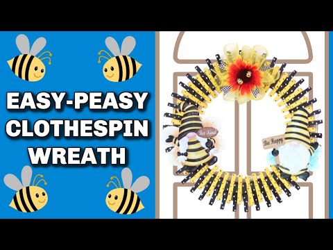 Bee-utiful Dollar Tree Diy Clothespin Wreath!