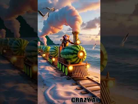 Monkey’s Magical Chaos 🚂🍉 | Watermelon Train Takeover! || #shorts #viralvideo  #funny #crazyai