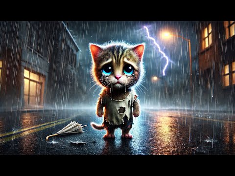 Poor Cat in a Stormy Night | Heartbreaking Moment You Can't Miss