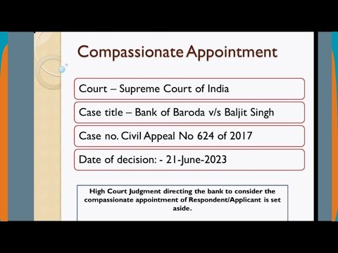 Compassionate Appointment/Supreme Court latest judgement/set aside the order of appointment