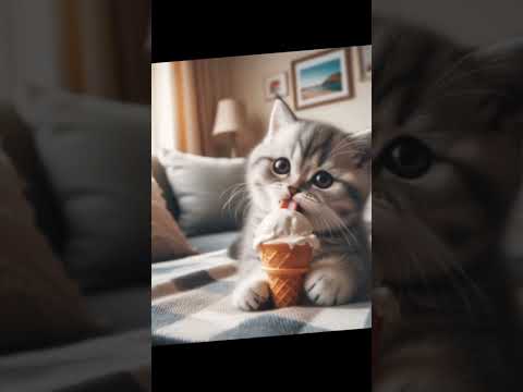 cute kitten eat an ice cream❤🐱 #cat #kitten #catlover #funny #ai ##cute